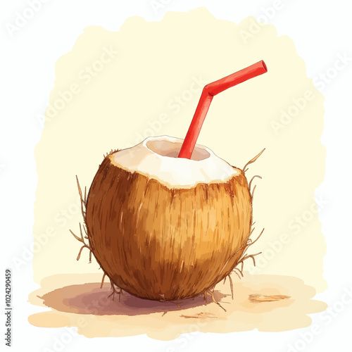 Fresh Coconut Drink on Beach