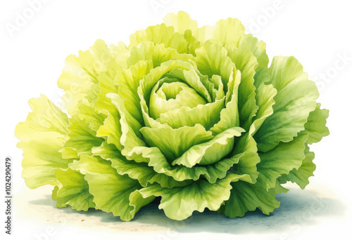 Fresh Green Cabbage, Detailed Illustration