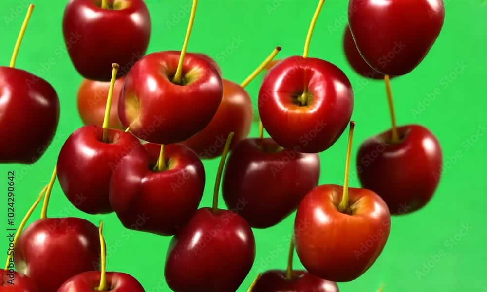 cherries on green screen cherries on green screen