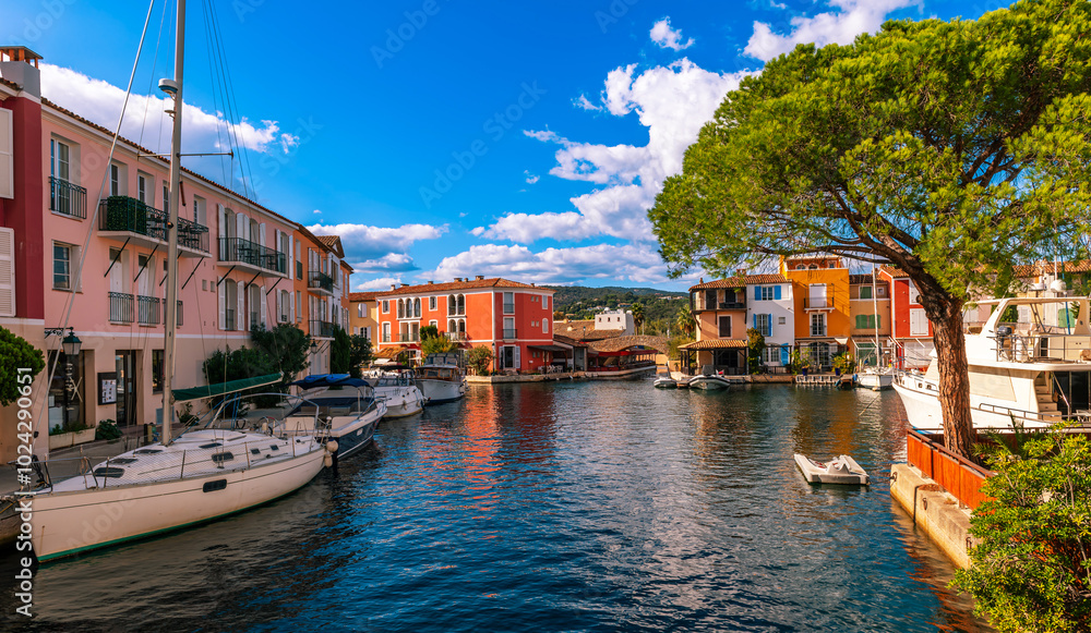 Obraz premium Village on stilts of Port Grimaud, in the Var in Provence Alpes Côte d'Azur, France