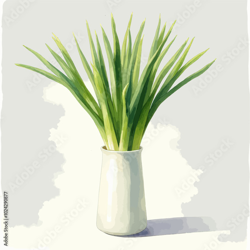 Green Plant in White Vase