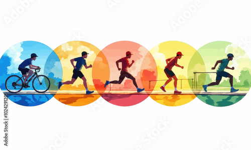 Illustration of Athletes in Motion