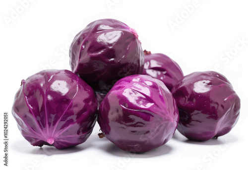 Purple Cabbages Close-Up on White Background