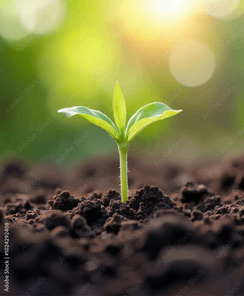 Sprouting Plant in Soil, Nature Growing Sprouting Plant in Soil, Nature Growing