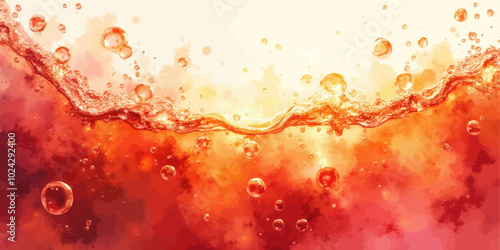 Sparkling Amber Liquid with Bubbles