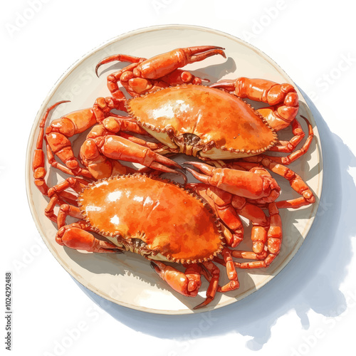 Steamed Crabs on Plate