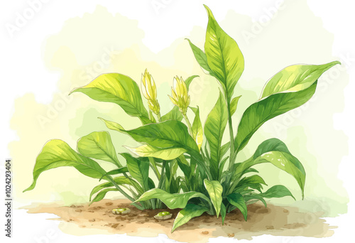 Vibrant Peace Lily Plant with Large Green Leaves