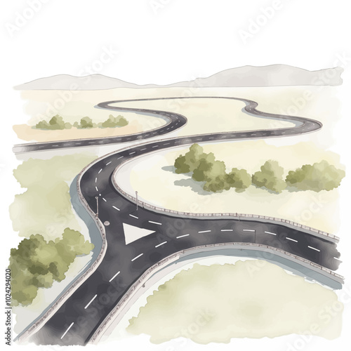 Winding Mountain Road with Hairpin Turns

Alternatively:

Curving Highway through Mountain Terrain

These titles are concise, descriptive, and highlight the notable features of the image.