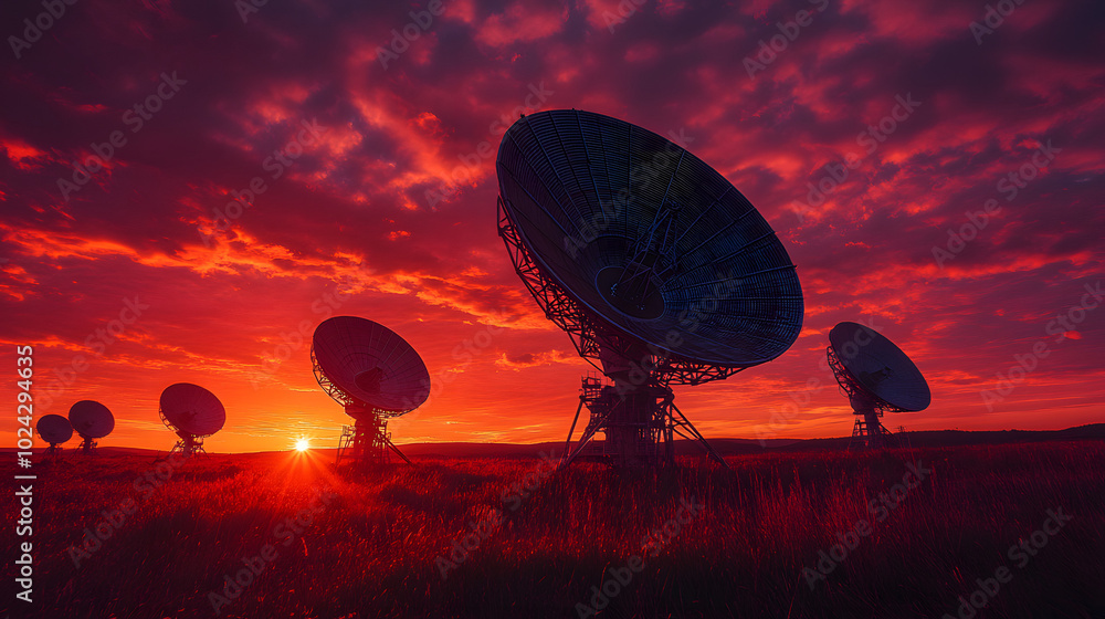 A Photograph of Several Satellite Dishes, Each with Its Own Antenna, Positioned in a Remote Area under a Clear Sky. The large dishes face the sky, ready for communication signals.
A Photograph of Several Satellite Dishes, Each with Its Own Antenna, Positioned in a Remote Area under a Clear Sky. The large dishes face the sky, ready for communication signals.