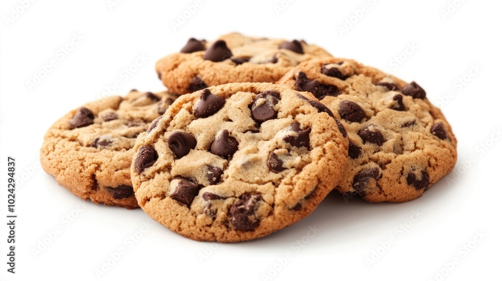 Chocolate chip cookies on a white background Chocolate chip cookies on a white background