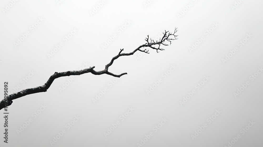 Elegant Black and White Tree Branch Against Soft Background Elegant Black and White Tree Branch Against Soft Background