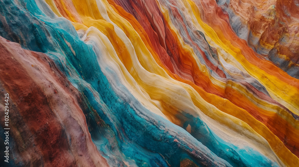 Breathtaking landscape of the Rainbow Mountains in Peru with smooth transitions of blue, yellow, red, orange, and cream colors, creating a natural masterpiece Breathtaking landscape of the Rainbow Mountains in Peru with smooth transitions of blue, yellow, red, orange, and cream colors, creating a natural masterpiece