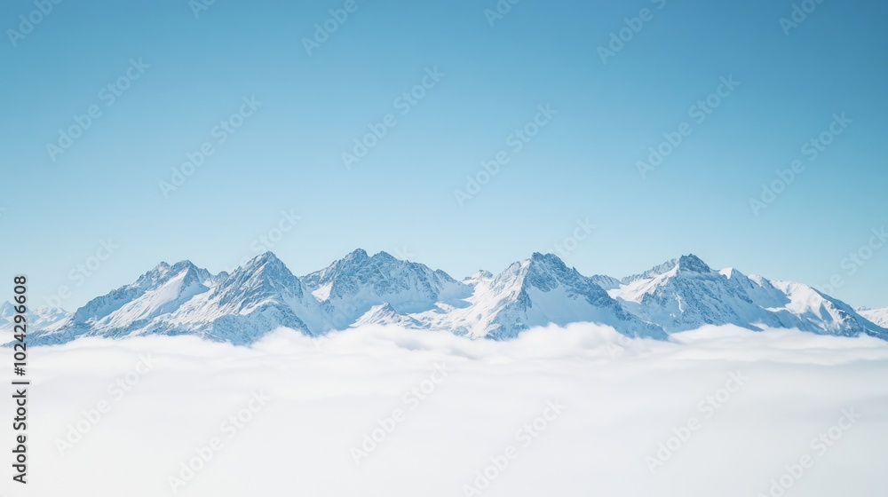 Snowy Mountain Peaks Above the Clouds Snowy Mountain Peaks Above the Clouds