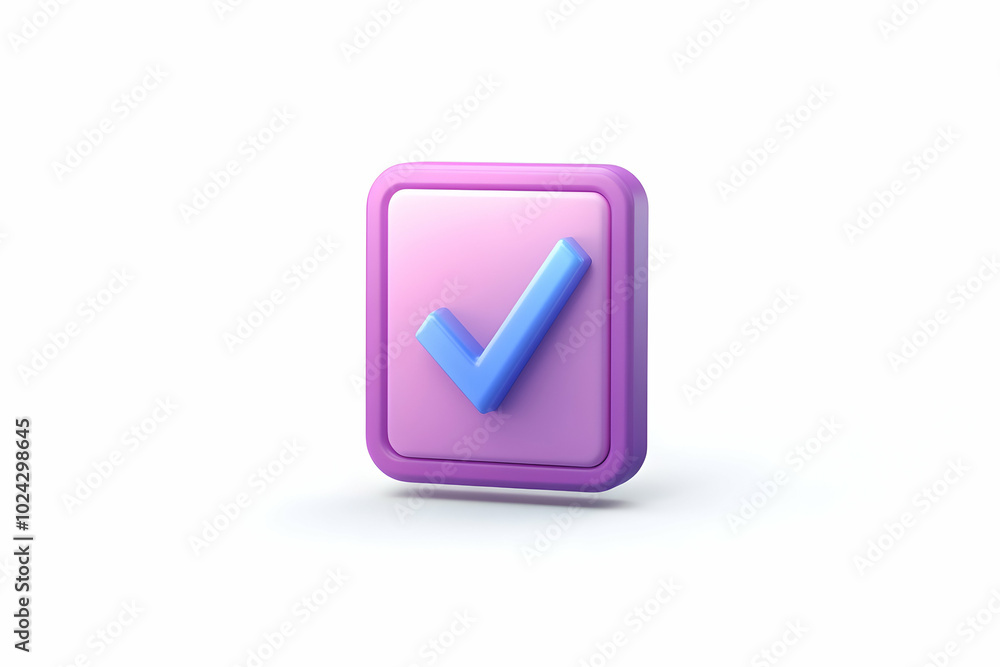3D Checkmark Icon in Purple and Blue - Digital Illustration 3D Checkmark Icon in Purple and Blue - Digital Illustration