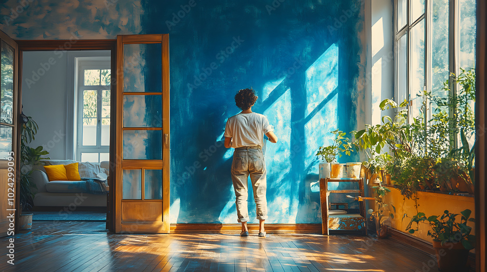 A Photograph of an Interior Painter Painting the Walls of a Room.
A Photograph of an Interior Painter Painting the Walls of a Room.