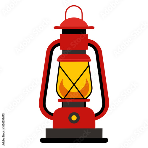 Kerosene Lampl or lantern flame torch Silhouette vector illustration.