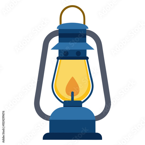 Kerosene Lampl or lantern flame torch Silhouette vector illustration.