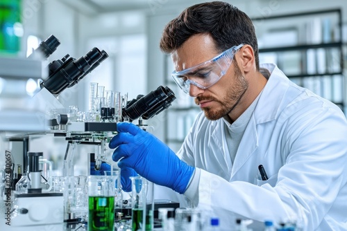 Scientist Analyzing Samples in Laboratory Environment