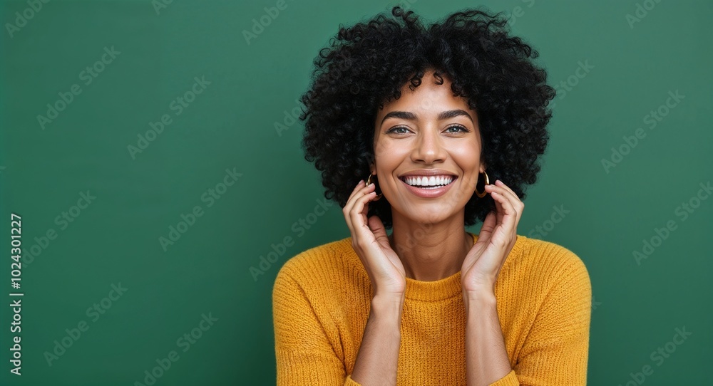 Young mixed race woman with bright smile and long straight hair surprised orange background Young mixed race woman with bright smile and long straight hair surprised orange background