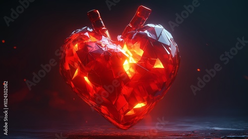 Abstract 3D Heart Render Geometric Love and Creativity