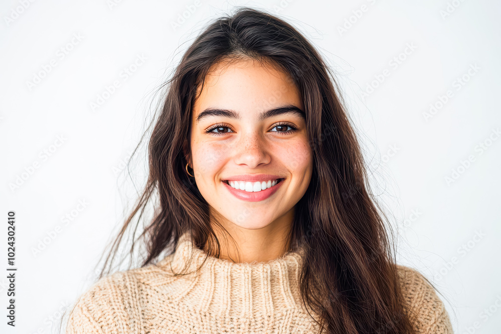 Young Uruguayan woman happy and smiling isolated on white Young Uruguayan woman happy and smiling isolated on white