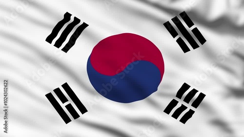  South Korea Symbol Country Waving Flags 4K Render