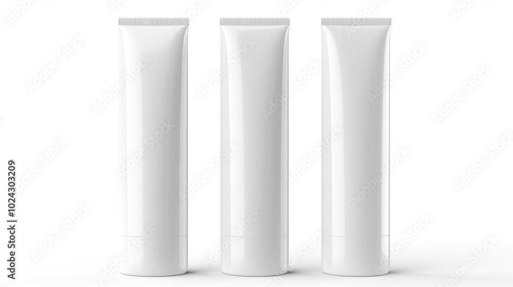 Three White Tubes on a White Background Three White Tubes on a White Background