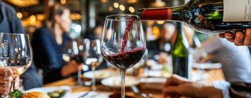 Red Wine Being Poured at Elegant Dining Setting