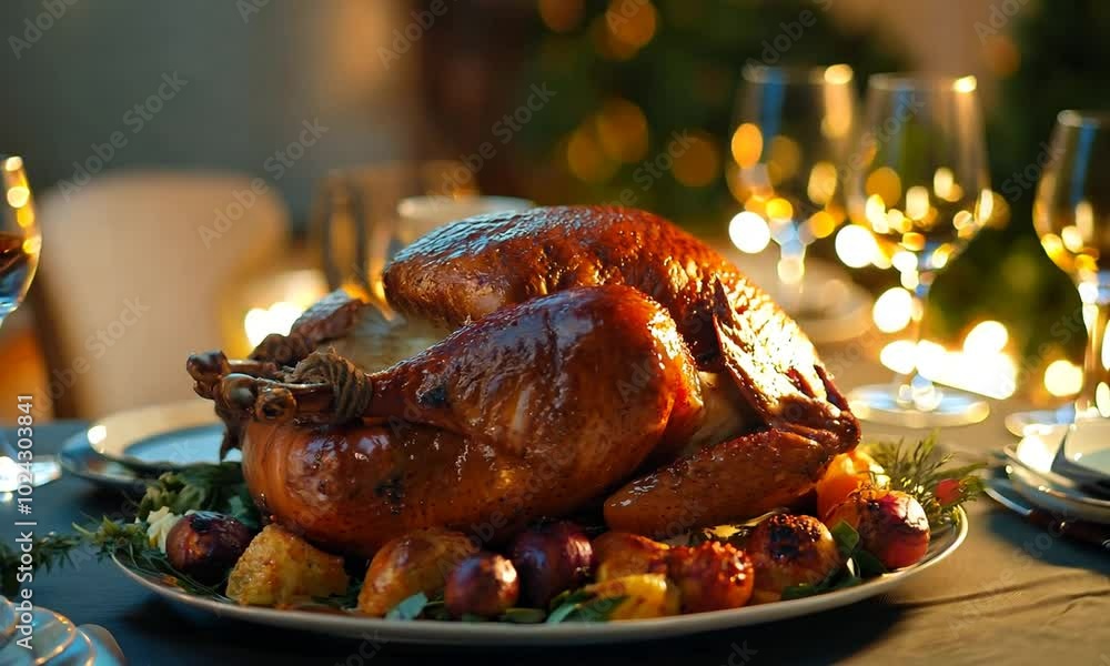 Tasty Dishes and Prepared for a Family Dinner at Home, christmas decoration Tasty Dishes and Prepared for a Family Dinner at Home, christmas decoration