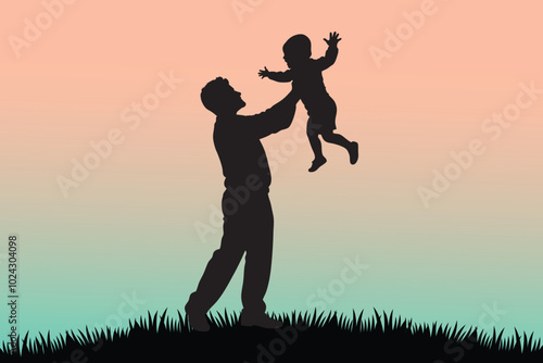 Father Throwing Child in Air Silhouette