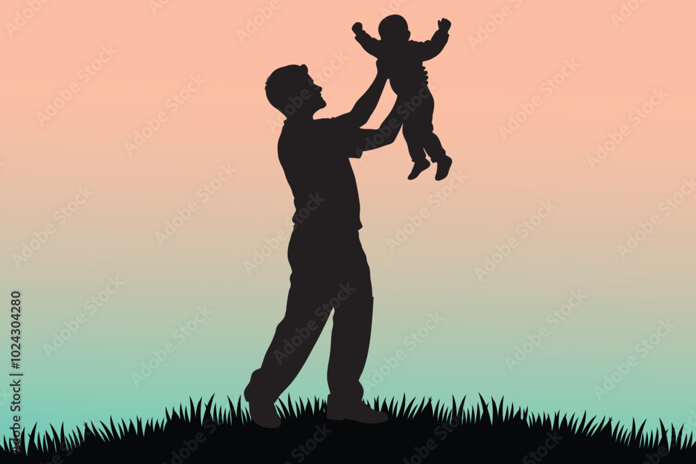 Father Throwing Child in Air Silhouette Father Throwing Child in Air Silhouette