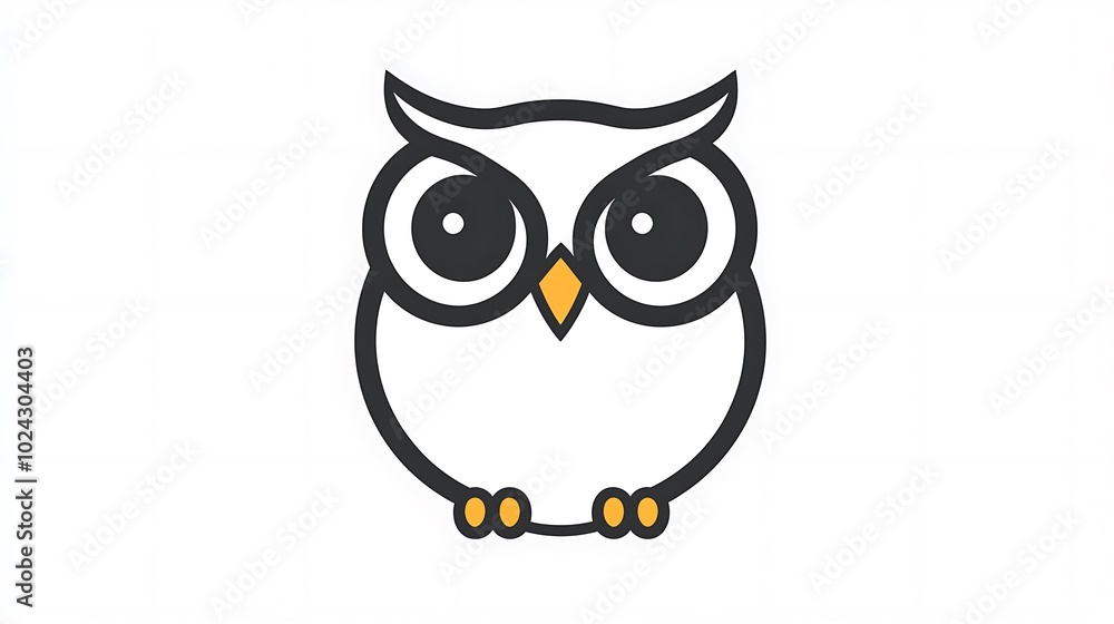 Simplistic owl head outline with minimal eye details, featuring just a curved line for the head and two small circles for the eyes, set against a solid white background. Focus on clean shapes, Simplistic owl head outline with minimal eye details, featuring just a curved line for the head and two small circles for the eyes, set against a solid white background. Focus on clean shapes,