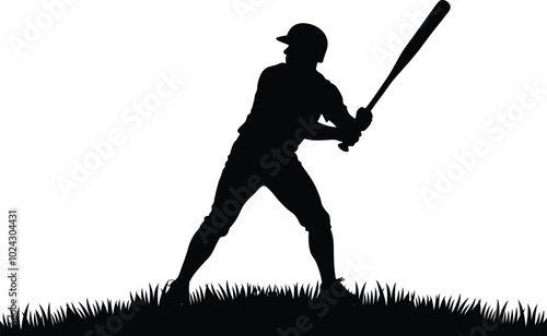 Silhouette of Baseball Player 