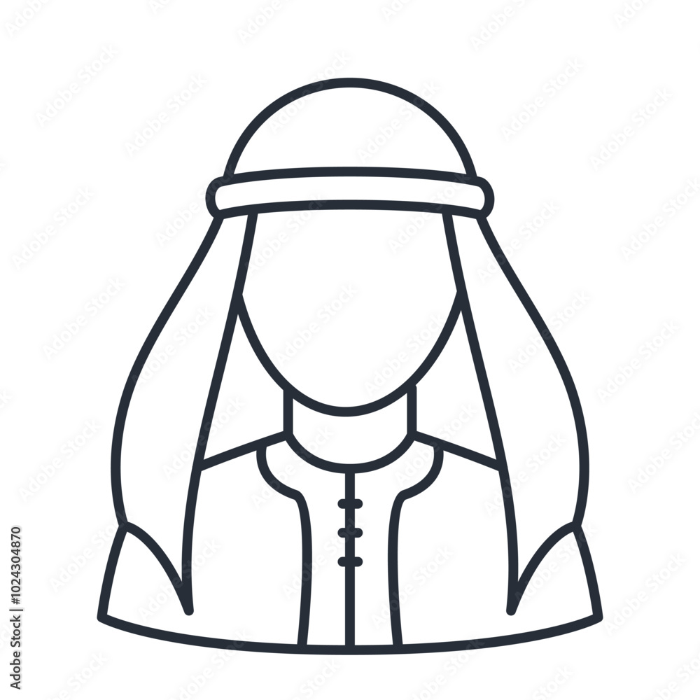 Muslim man line icon. Human faceless avatar vector icon. Muslim man line icon. Human faceless avatar vector icon.