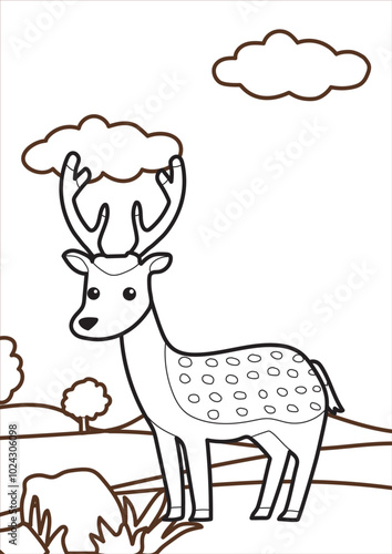 deer with a view of no color. suitable for education for children