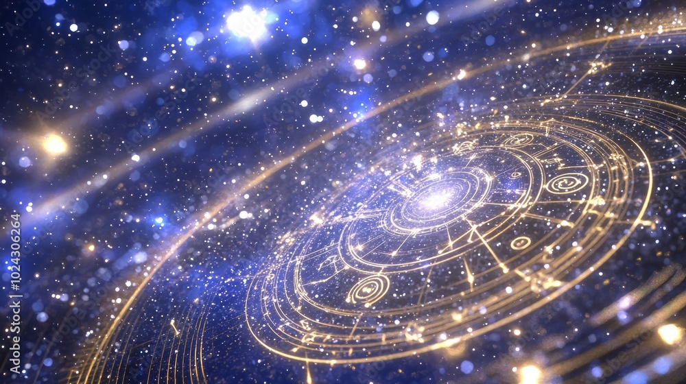 Mystical Zodiac Constellations in Celestial Cosmos - 3D Render with Cinematic Lightning Mystical Zodiac Constellations in Celestial Cosmos - 3D Render with Cinematic Lightning