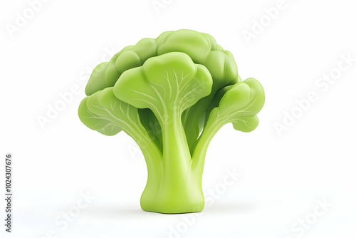 3D Broccoli Illustration - Green Vegetable Isolated On White Background