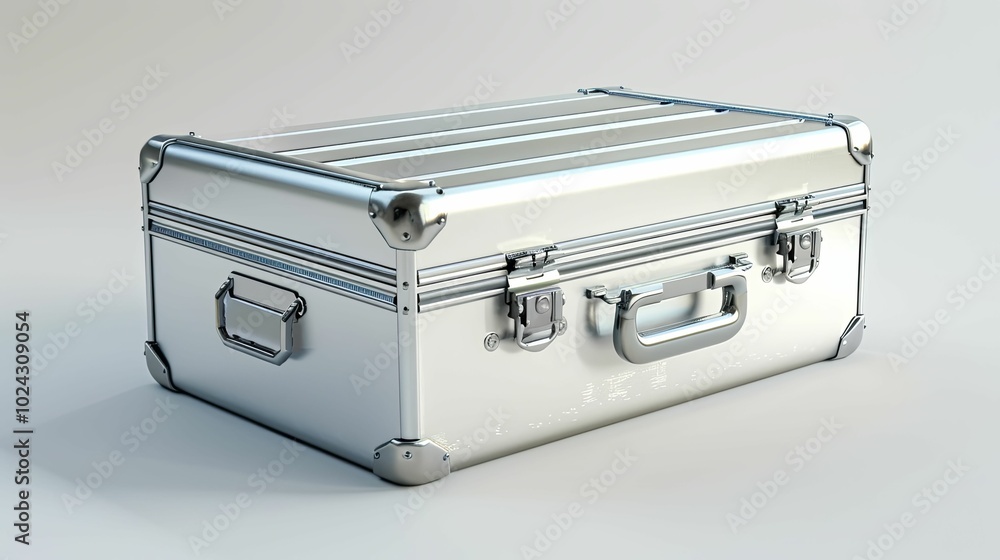 Silver Aluminum Case with Metal Clasps and Handle Silver Aluminum Case with Metal Clasps and Handle