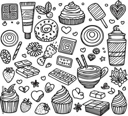 collection of icons collection of fast food images to color - version 1