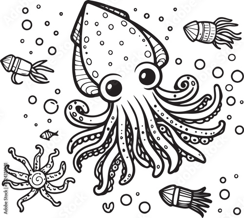 collection of icons collection of sea ​​animals images to color - version 1