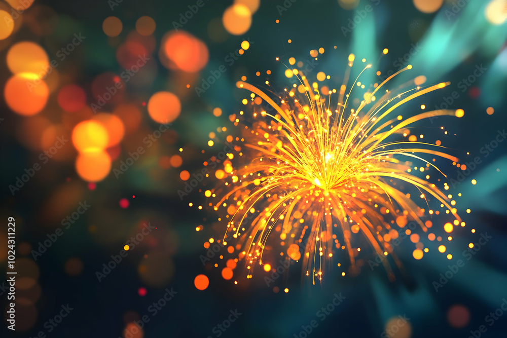 Obraz premium Abstract Background with Golden Lights and Blurred Bokeh