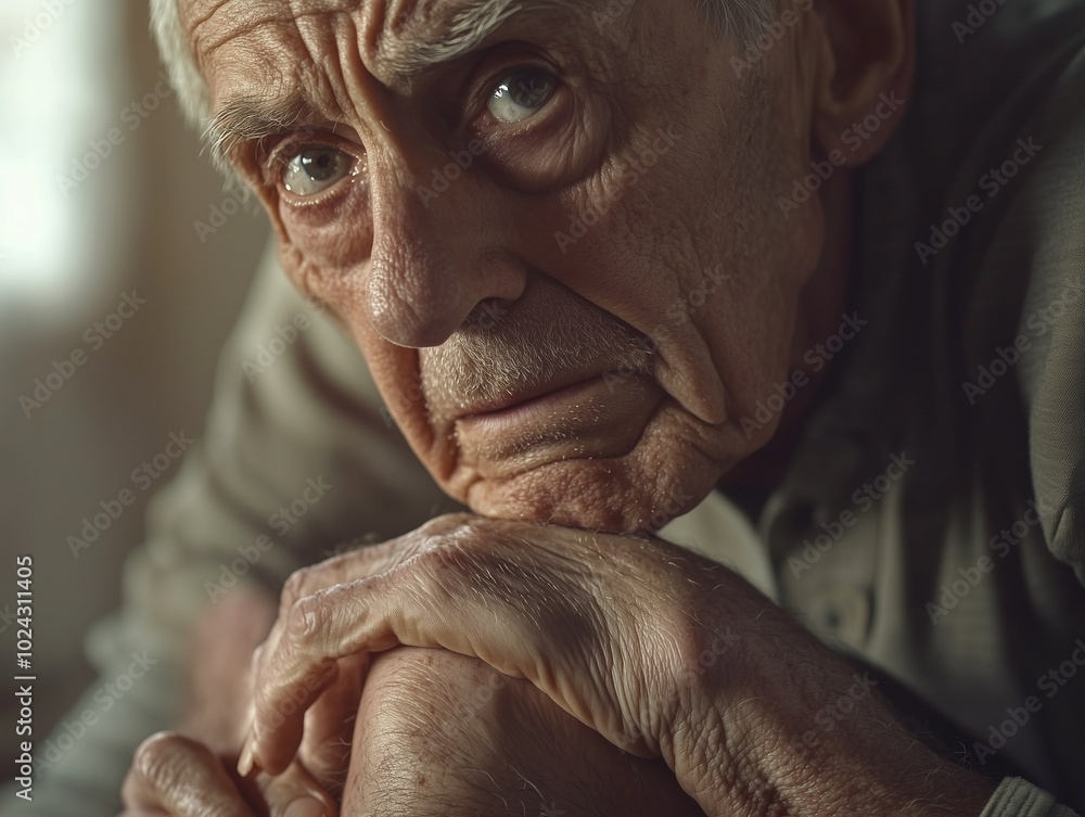 portrait of an elderly man in close-up, sad and thoughtful grandfather, immersed in thought portrait of an elderly man in close-up, sad and thoughtful grandfather, immersed in thought