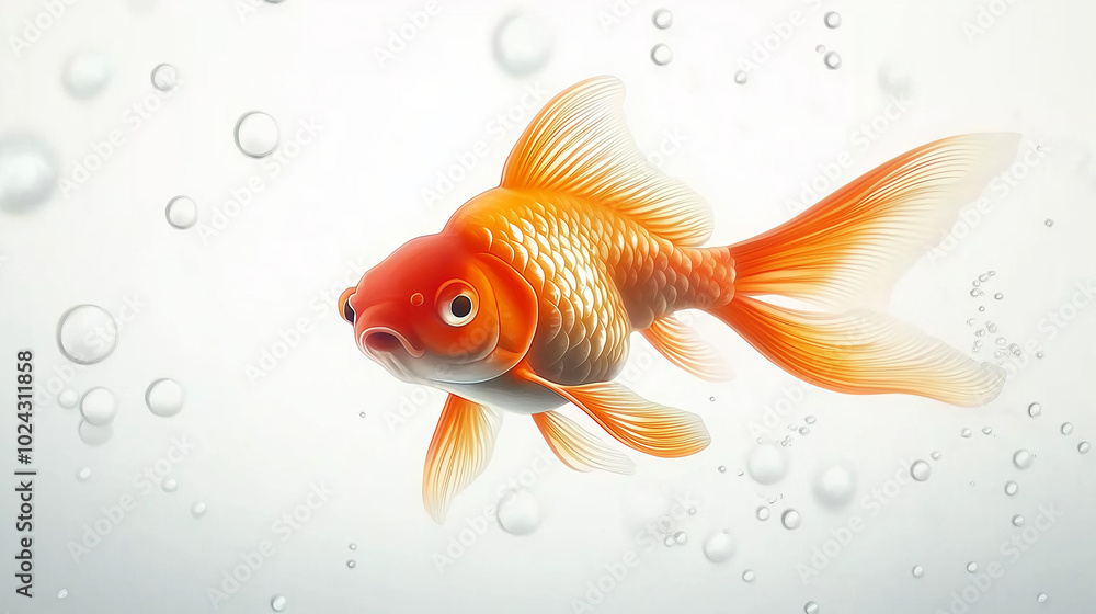 Lively orange goldfish swimming in a clean, clear environment, accompanied by soft bubbles for a serene feel. Lively orange goldfish swimming in a clean, clear environment, accompanied by soft bubbles for a serene feel.