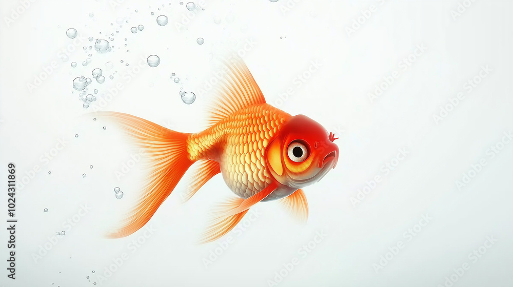 A bright orange goldfish swimming in clear water, surrounded by bubbles, showcasing its vibrant personality. A bright orange goldfish swimming in clear water, surrounded by bubbles, showcasing its vibrant personality.