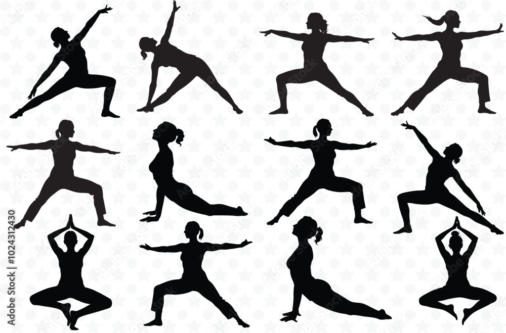 A set of women's yoga Pose A set of women's yoga Pose