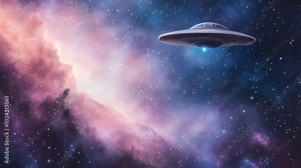 Ethereal Cosmic Nebula with Emerging Interstellar UFO in Soft Violet and Pink Hues A Whimsical and Dreamlike Watercolor Painting of a Mystical Galactic Scene Ethereal Cosmic Nebula with Emerging Interstellar UFO in Soft Violet and Pink Hues A Whimsical and Dreamlike Watercolor Painting of a Mystical Galactic Scene