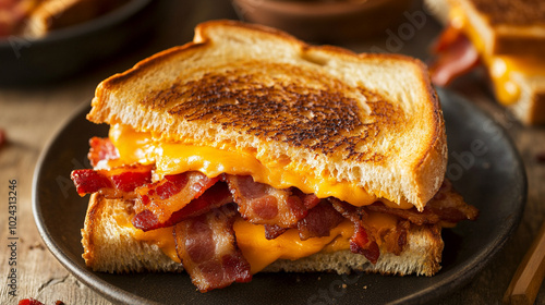 toasted sandwiches with cheddar cheese and bacon
