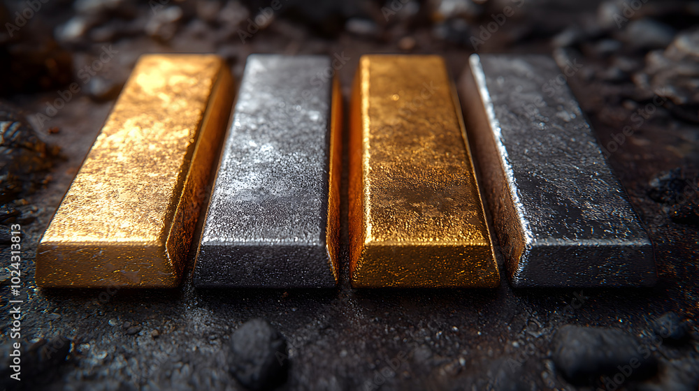 Four Different Gold Bars, Each One a Slightly Darker Shade than the Last.
Four Different Gold Bars, Each One a Slightly Darker Shade than the Last.