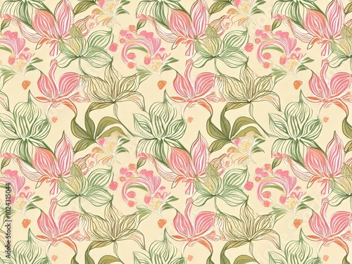 Wallpaper Mural seamless floral pattern with lowers Torontodigital.ca