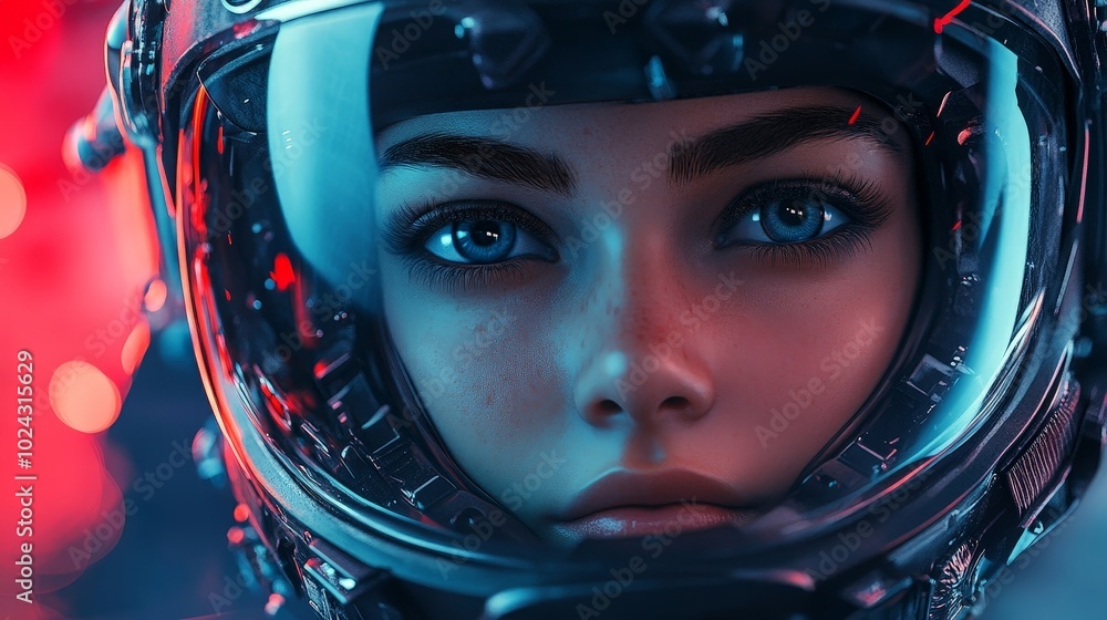 Female Aviator Futuristic Helmet Sci-Fi Digital Art Female Aviator Futuristic Helmet Sci-Fi Digital Art